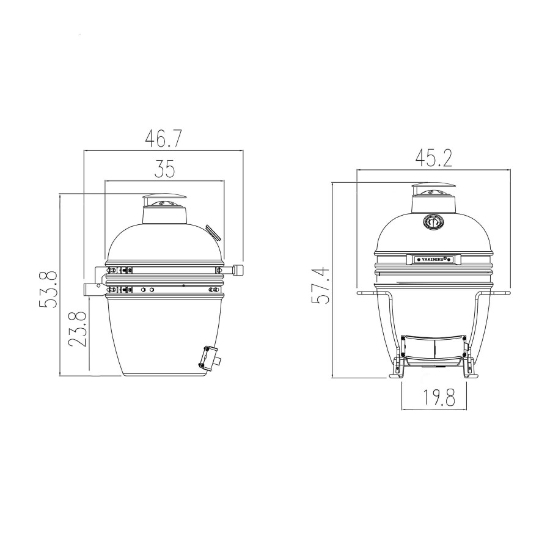 Imagine Gratar Kamado 28 cm MINI cu baza portabila, Yakiniku