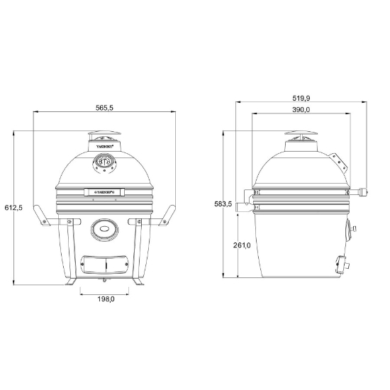 Imagine Gratar Kamado 33 cm COMPACT cu baza de camping, Yakiniku