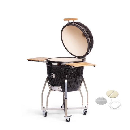 Imagine Gratar Kamado 56 cm XLARGE cu baza, laterale incluse si PRO set, Yakiniku
