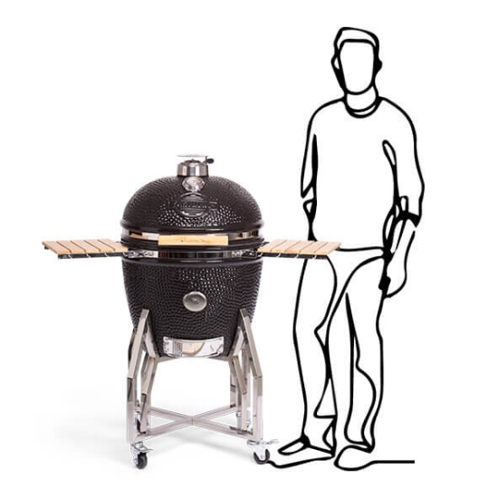 Imagine Gratar Kamado 56 cm XLARGE cu baza, laterale incluse si PRO set, Yakiniku