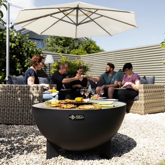 Imagine Vatra de Foc pentru Gradina TRIA Black – Semineu si Gratar Plancha, 98 cm