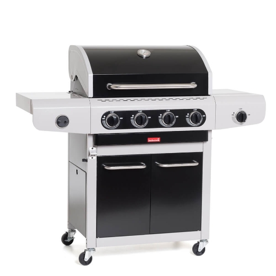 Imagine Gratar pe gaz SIESTA 412 Black Edition, 4 arzătoare principale + 1 lateral Barbecook