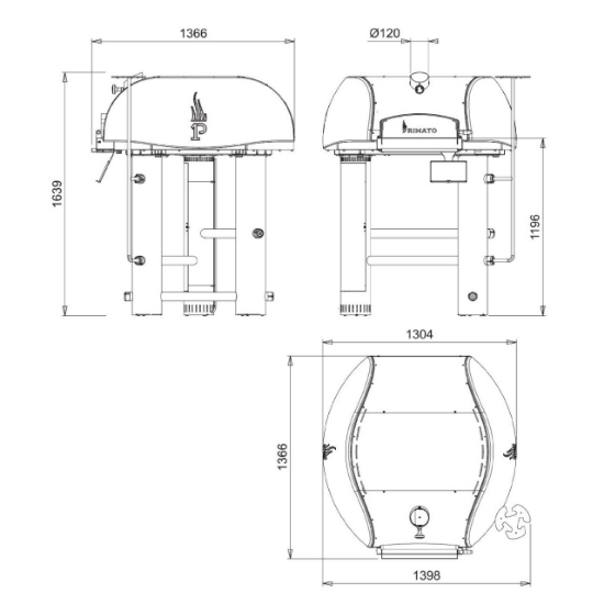 Imagine Cuptor pizza profesional, peleti, 450°C, Primato P5