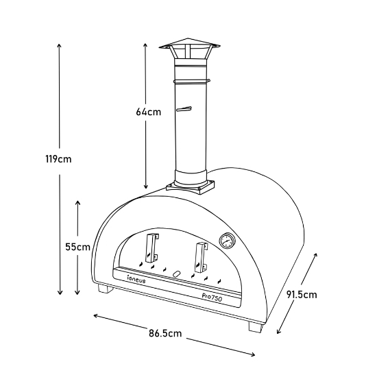 Imagine Cuptor pizza pe lemne, 75cm, Igneus Pro 750-Grafit