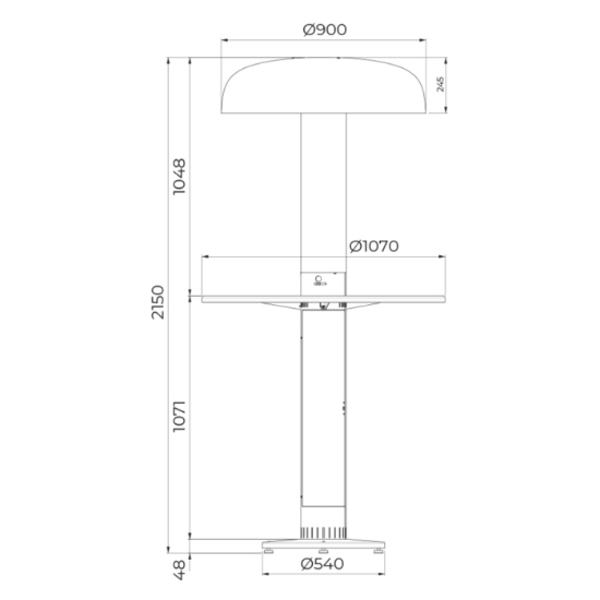 Imagine Incalzitor terasa pe peleti, HEAT, Primato - 55cm - Fara masa