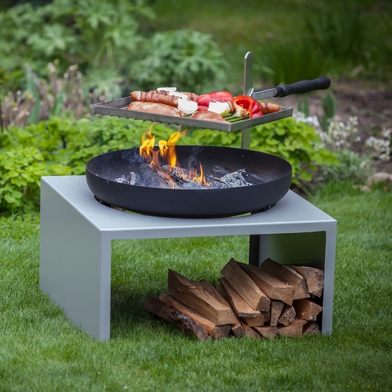 Imagine Vatră de foc Modern cu grilă de grătar, Feu du Jardin