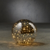 Imagine Sfera decorativa cu stelute, 20 leduri, 15x14cm, sticla argintie, Luca Lighting