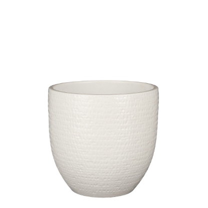 Imagine Ghiveci rotund teracota, alb, Carrie, 24x22cm