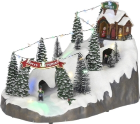 Imagine Decorațiune Crăciun pârtie de ski, Luville Ski Mountain, 36x23,5x24 cm