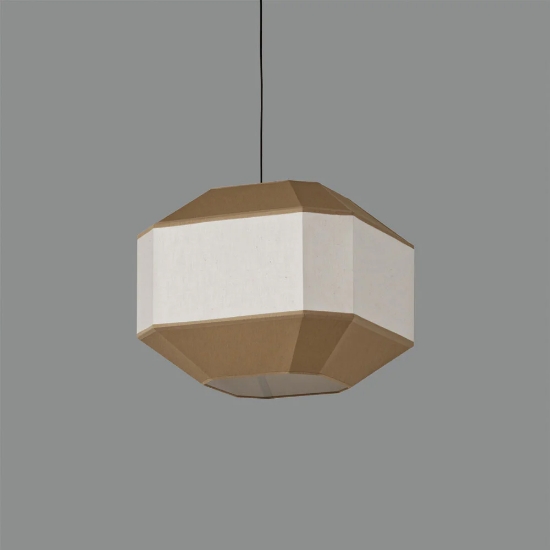 Imagine Lustra Pendul Bauhaus ACB Lighting, Textil Maro/Nisipiu, E27