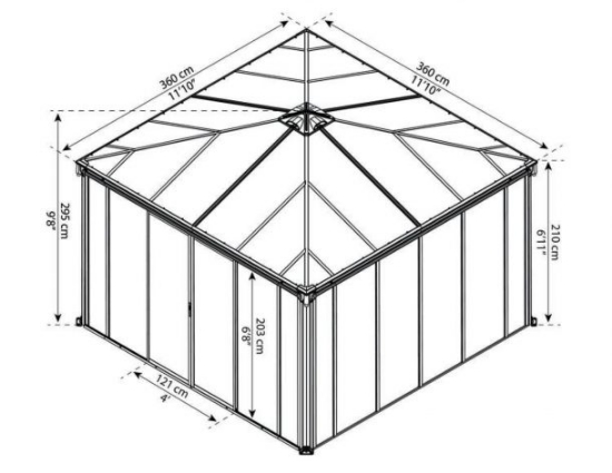 Imagine Foisor gradina inchis Ledro 3.6 X 3.6   - Canopia