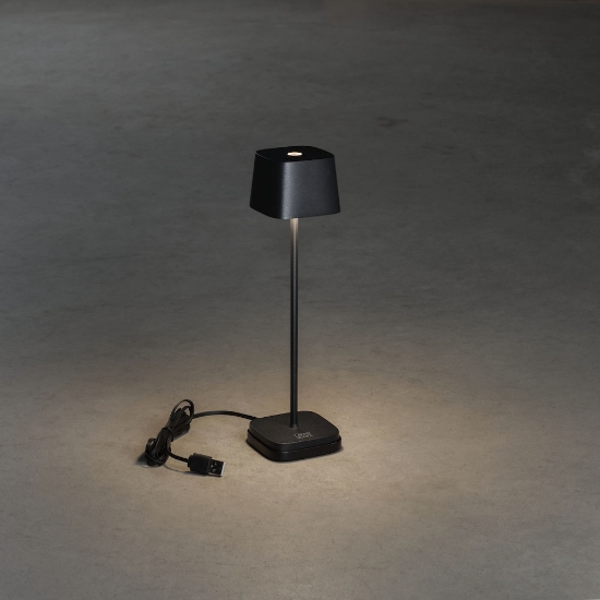 Imagine Lampa de masa cu USB, Mini Capri, negru, 7x25 cm