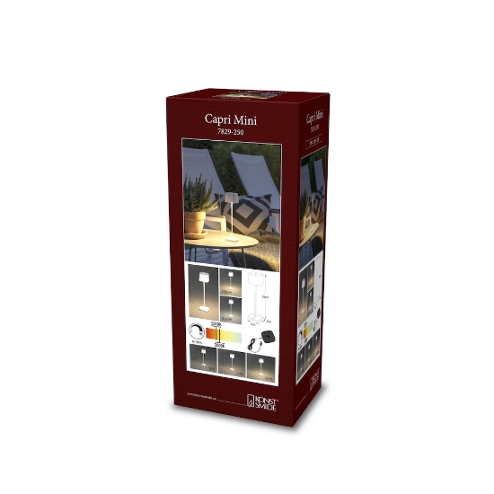 Imagine Lampa de masa cu USB, Mini Capri, crem-alb, 7x25 cm