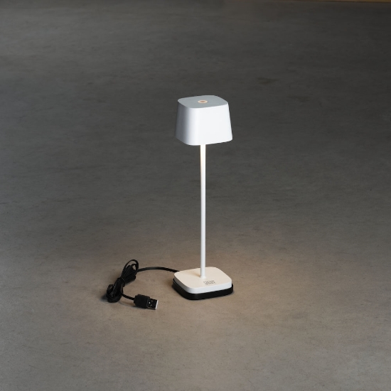 Imagine Lampa de masa cu USB, Mini Capri, crem-alb, 7x25 cm