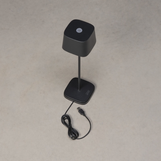 Imagine Lampa de masa cu USB, Capri, negru, 10x36 cm