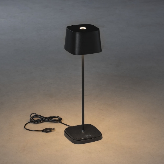 Imagine Lampa de masa cu USB, Capri, negru, 10x36 cm