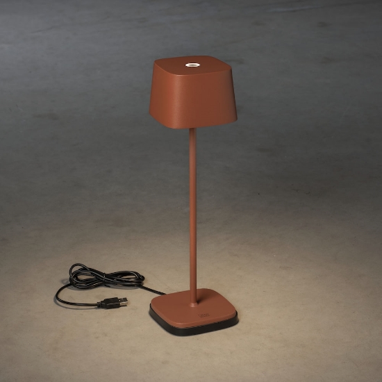 Imagine Lampa de masa cu USB, Capri, teracotta, 10x36 cm 