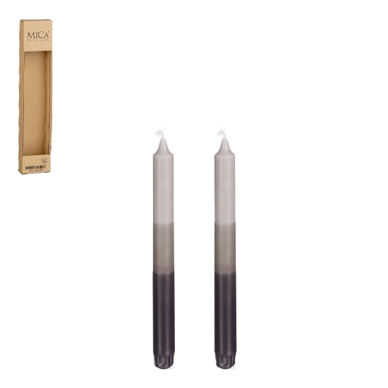 Imagine Set 2 lumanari Stearin Grey, Mica Decorations, 2.2x25 cm