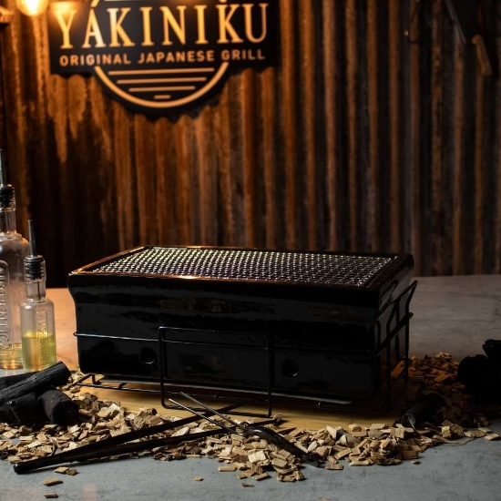 Imagine Gratar ceramic de masa  Shichirin,  Dreptunghiular, MEDIUM, YAKINIKU - black edition