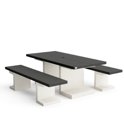 Imagine Set de picnic Kitaway alb-negru din beton neted, TUOZI