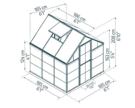 Imagine Seră Canopia Hybrid 6x6 Policarbonat - Structură Gri