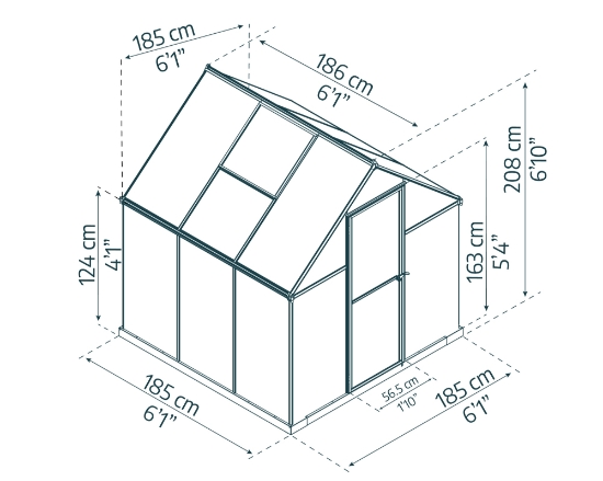 Imagine Seră de policarbonat Canopia Mythos 6x6 - Structură gri și panouri twinwall