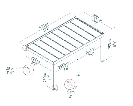 Imagine CANOPIA | Pregola terasa din lemn de cedru Helsinki 3x4,7m