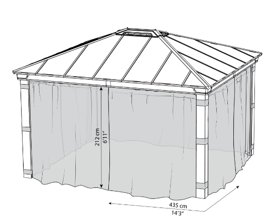 Imagine Set plase Canopia pentru foișor de grădină Dallas 4.3x4.3m -4 bucăți