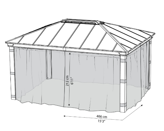 Imagine Set de plasă Canopia pentru pavilion de grădină Dallas 4 bucăți - 4.9x4.3m