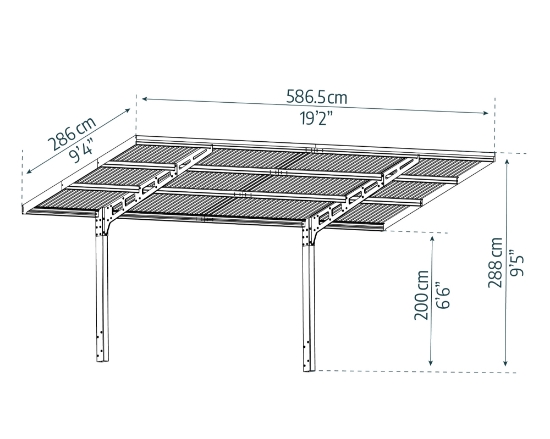 Imagine Carport auto Sydney 3x6m, din aluminiu si policabronat, Palram - Canopia