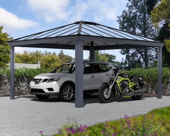 Imagine Carport auto din aluminiu Canopia Colorado 4.9X4.3 m - Gri închis / Gri opac