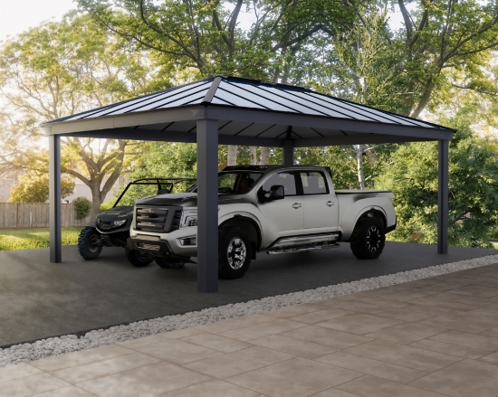 Imagine Carport auto din aluminiu Canopia Colorado 4.3x6.1m  - Gri închis / Gri opac