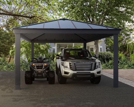 Imagine Canopia Colorado 4.3x6.1m Carport auto din aluminiu - Gri închis / Gri opac