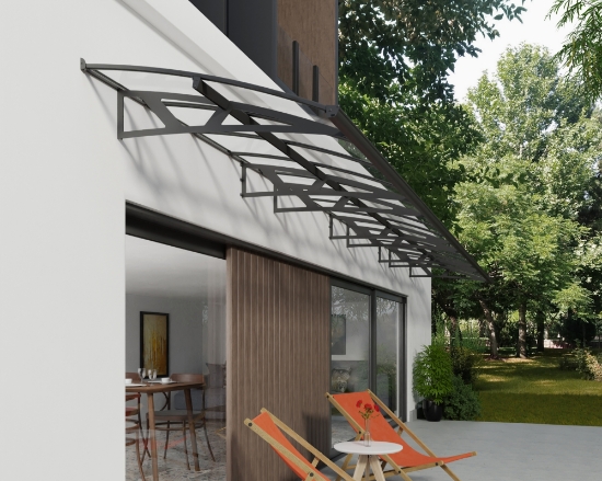 Imagine Copertina usa Canopia Amsterdam 8.9x1.4m - Structură gri și panouri transparente