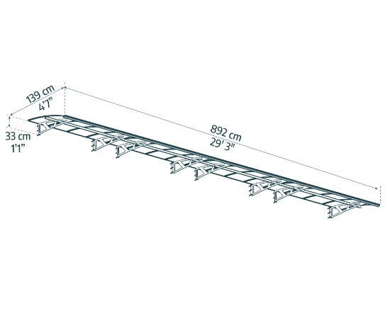 Imagine Copertina usa Canopia Amsterdam 8.9x1.4m - Structură gri și panouri transparente