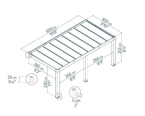 Imagine CANOPIA | Pergola terasa Helsinki 3x6m din lemn de cedru