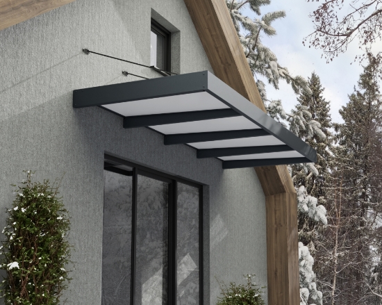 Imagine Copertina ușă Canopia Sophia XL - Structură gri și panouri Opal albe de 1.4 x 3.7 x 0.17m