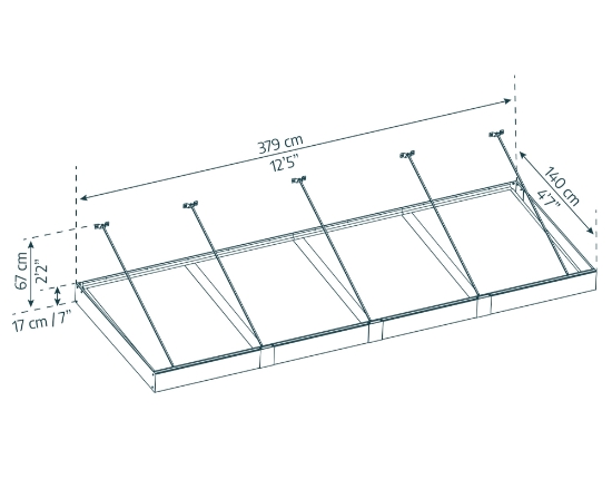 Imagine Copertina ușă Canopia Sophia XL - Structură gri și panouri Opal albe de 1.4 x 3.7 x 0.17m