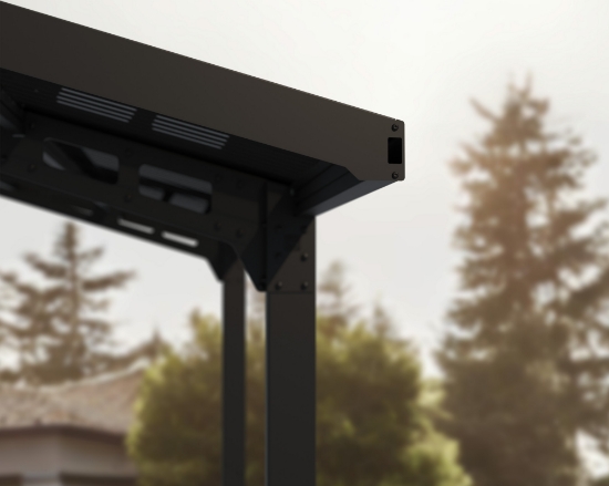 Imagine CANOPIA Sydney 6x6m Carport auto Dublu Cu Aripi - Cadru din Aluminiu Negru, Panouri de Acoperiș din Policabronat Gri Solar