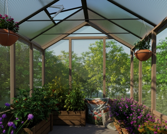 Imagine Canopia Natura 2,4x3,6 m Seră din lemn de cedru / policarbonat - Structură din lemn de cedru