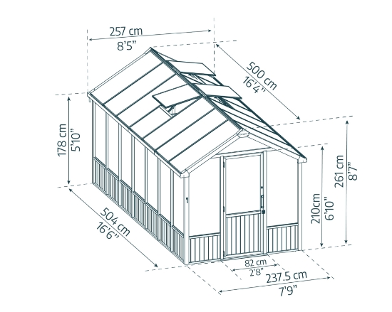 Imagine Sera din lemn de cedru natur și panouri din policarbonat, 2.5x5m, Natura Cedar, Palram - Canopia