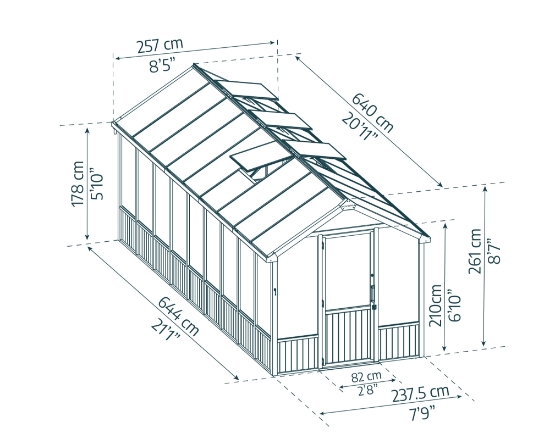 Imagine Sera din lemn de cedru natur și panouri din policarbonat, 2.5x6.4m, Natura Cedar, Palram - Canopia