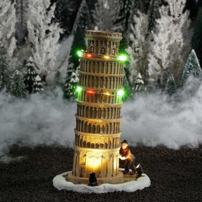 Imagine Decoratiune de iarnă, Turnul  din Pisa cu baterie, 13x12x21.5cm, Luville