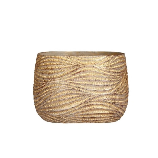 Imagine Ghiveci ceramic oval, auriu, 42x20x30cm, Hendrick, Mica Decorations