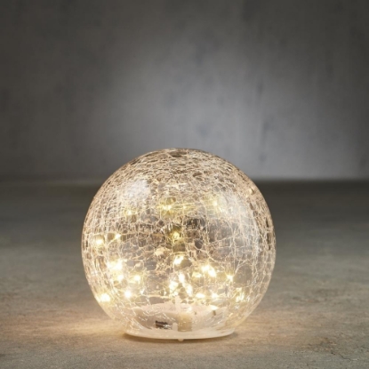 Imagine Sfera luminoasa decorativa, 20 leduri, 15x14cm, Sticla transparenta, Luca Lighting