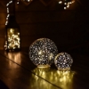 Imagine Sfera decorativa cu stelute, 20 leduri, 15x14cm, sticla argintie, Luca Lighting