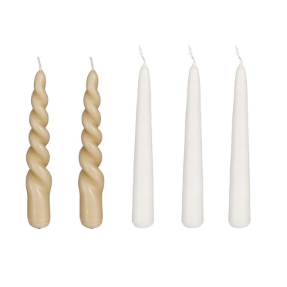 Imagine Set 5 lumanari crem, brown, 2.2x25cm, Mica Decorations