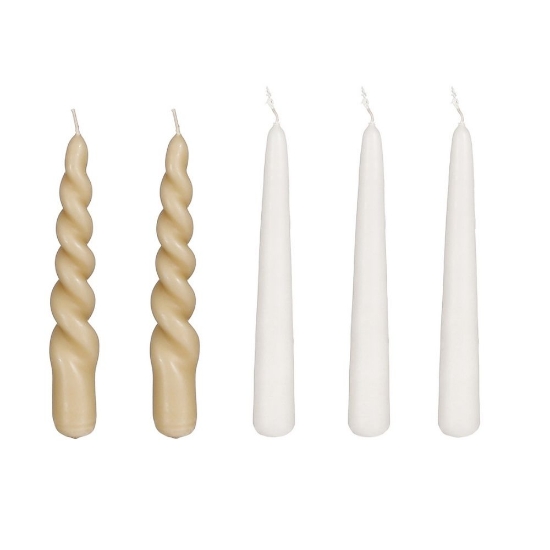 Imagine Set 5 lumanari crem, brown, 2.2x25cm, Mica Decorations