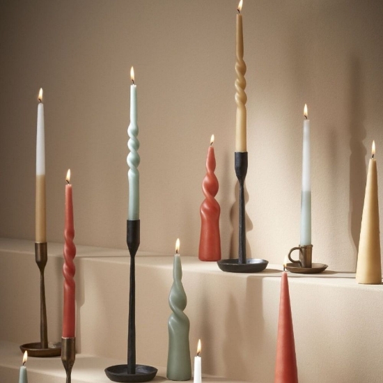 Imagine Set 5 lumanari crem, brown, 2.2x25cm, Mica Decorations