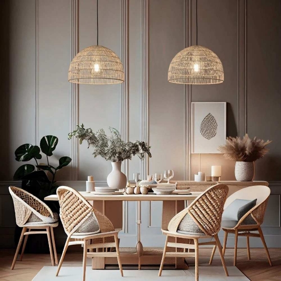 Imagine Lampa suspendata din ratan natural ACB Evens 3930/40